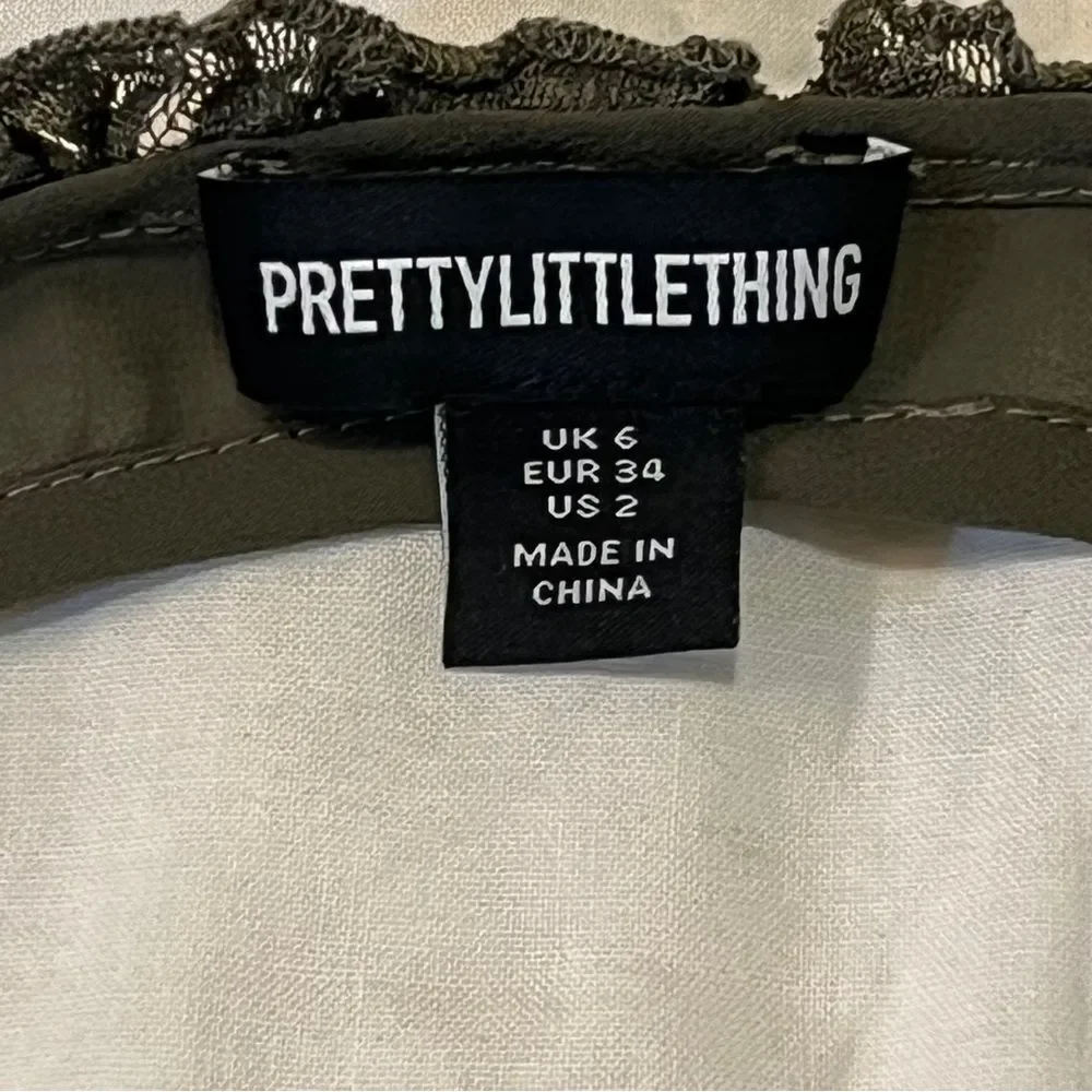 PrettyLittleThing Olive Halter Bralette with Lace Women's Size 2